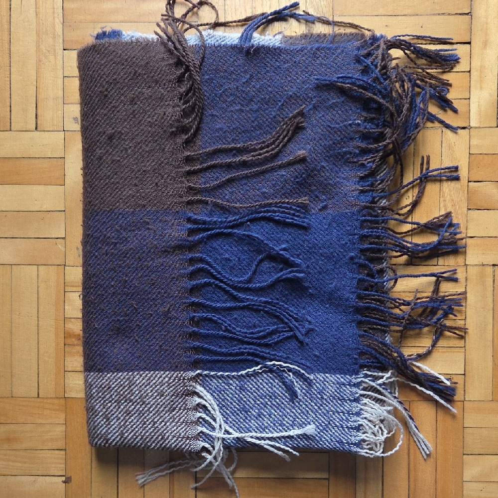 Vintage Blue and Brown Scarf